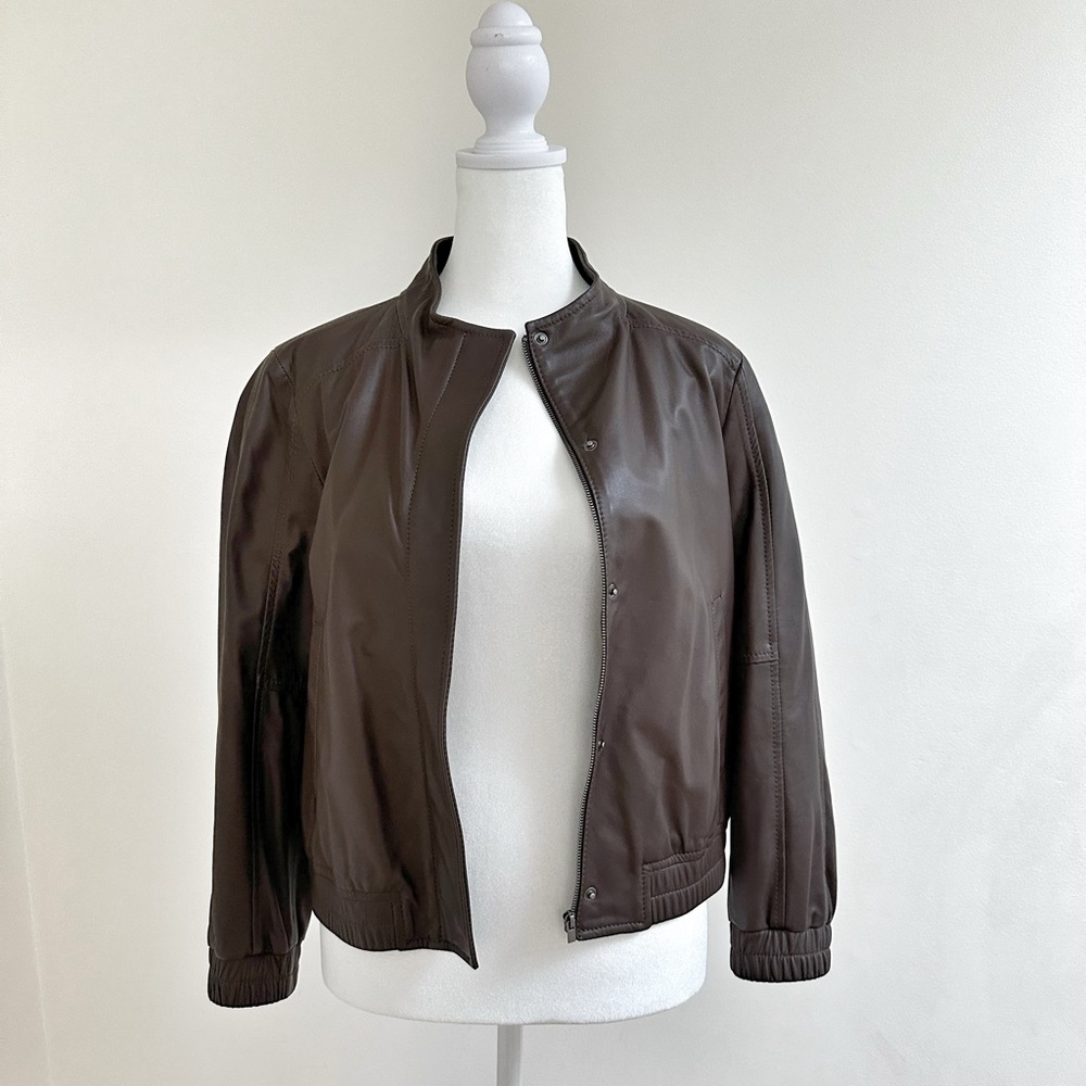 Theory Brown Leather Jacket